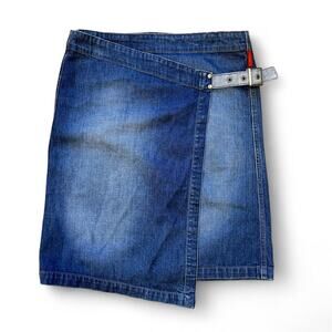 Y2k utility cottagecore wrap skirt w/ asymetrical hem and buckle size W28"